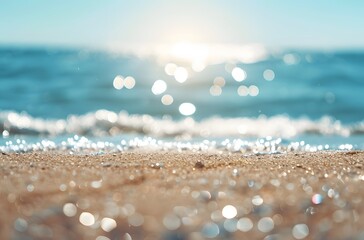 Canvas Print - Sunlit Bokeh Beach Sand Closeup