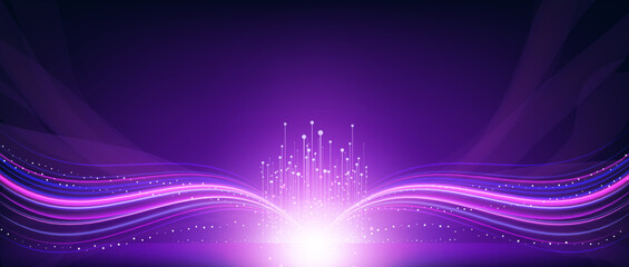 Wall Mural - shining dynamic curves with purple background
