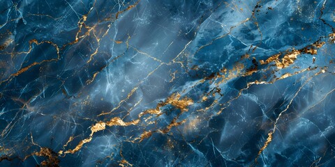 Wall Mural - Blue Marble Texture with Golden Veins