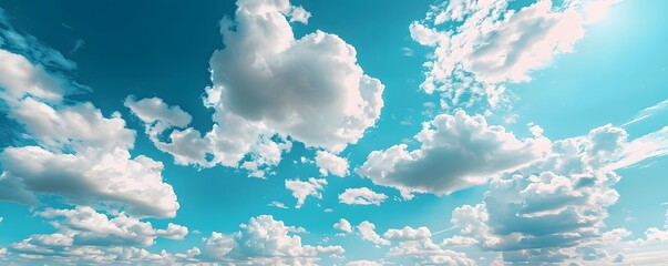 Sticker - Tranquil Blue Sky With Fluffy Clouds