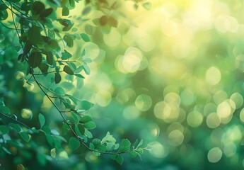 Wall Mural - blurred green nature background with bokeh effect