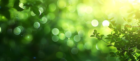 Wall Mural - Abstract Green Bokeh Background With Sunlight