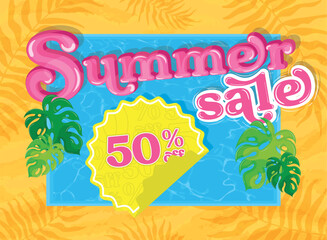 Canvas Print - Summer sale poster Special offer Vector illustration