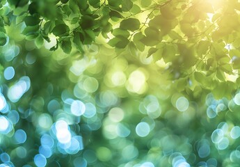 Wall Mural - abstract green and blue bokeh background for summer