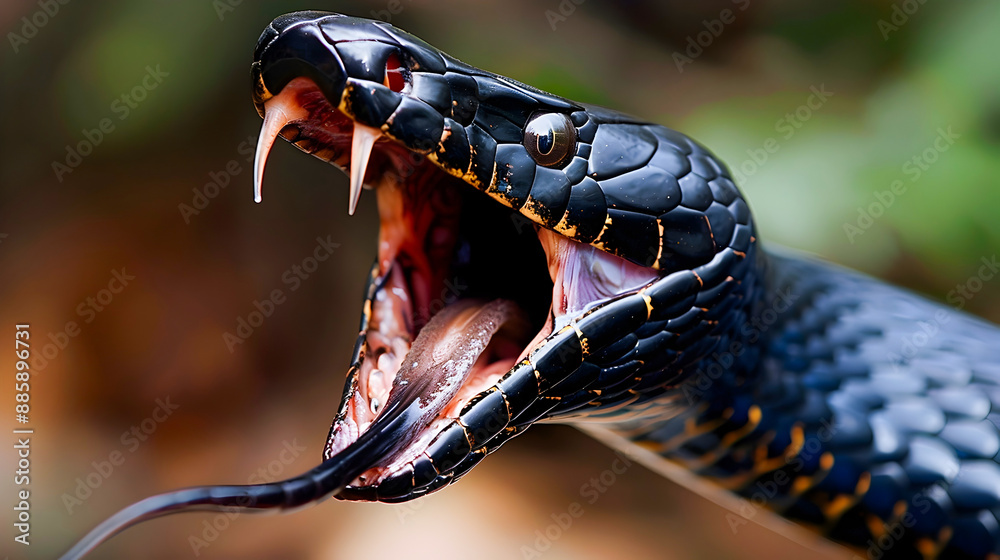 Fierce and Deadly Black Mamba Snake Opens Its Mouth Aggressively ...