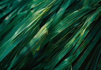 Poster - Palm Fronds Texture, Green, Wavy Lines