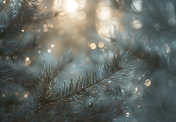 Wall Mural - impressionistic pine branch with sunlight