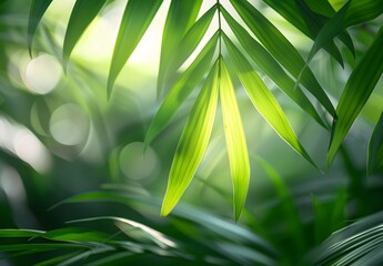 Wall Mural - sunlight through green leaves tropical garden