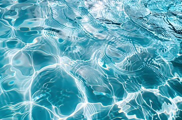 Wall Mural - Abstract Blue Water Ripples in Swimming Pool