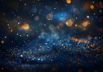 Wall Mural - Abstract Blue Glitter Bokeh Background