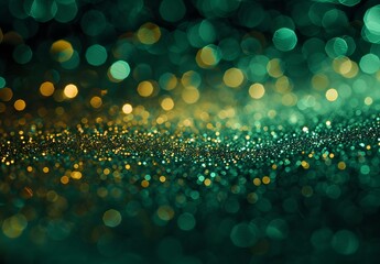 Poster - Abstract Green & Gold Glitter Bokeh Background