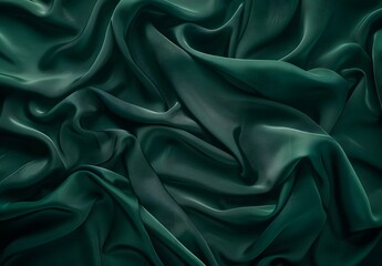 Poster - Dark Green Fabric Texture, Smooth, Draped