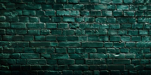 Poster - Dark Green Brick Wall Texture Background