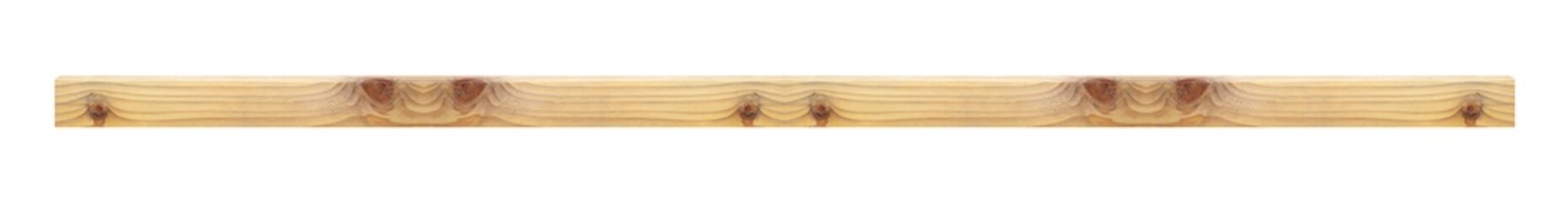 a long horizontal wooden board with knots - on isolated transparent background.