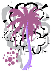 Wall Mural - Palm Tree graffiti. Abstract modern street art decoration performed in urban painting style.