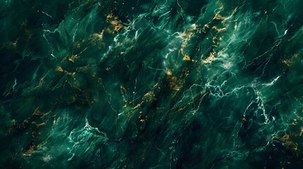 Wall Mural - Emerald Green Marble Texture with Gold Veins