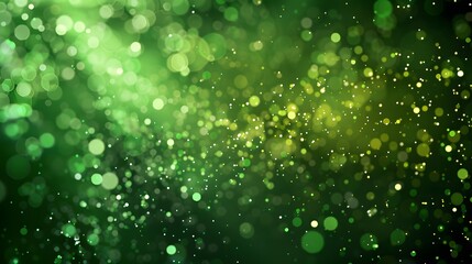 Abstract Green Glowing Particles Background