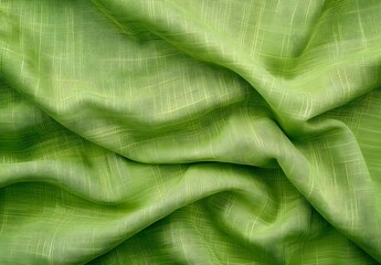 Wall Mural - green fabric texture background, wrinkled cloth