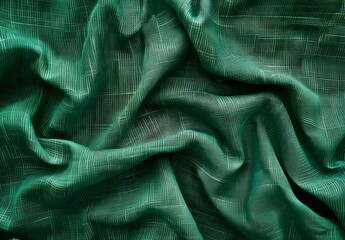 Wall Mural - Green Fabric Texture Background - Top View