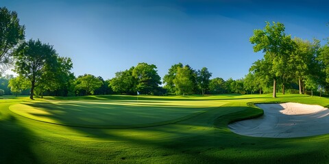 Canvas Print - Scenic Golf Course with Sand Trap and Trees