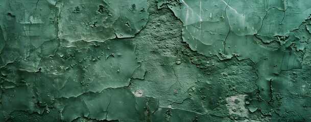 Poster - Green Concrete Wall Texture, Peeling Paint