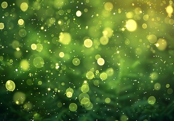 Canvas Print - Sparkling Green Bokeh Background with Lights