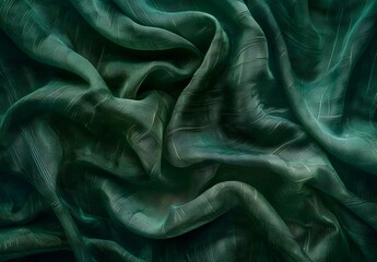 Poster - Ultra Realistic Green Fabric Texture Photography