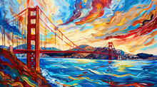 ゴールデン ゲート ブリッジの油絵 無料画像 - Public Domain Pictures