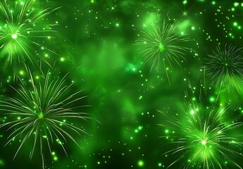green fireworks display with stars and smoke