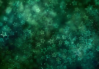 Poster - Abstract Green Starry Background with Lights