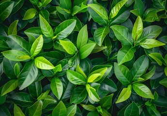 Wall Mural - seamless texture of lush green tea leaves