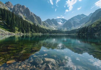 Wall Mural - Serene Mountain Lake in Kyrgyzstan