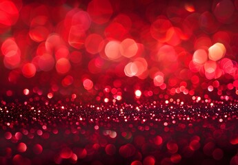 Wall Mural - Sparkling Red Glitter Background with Bokeh Lights