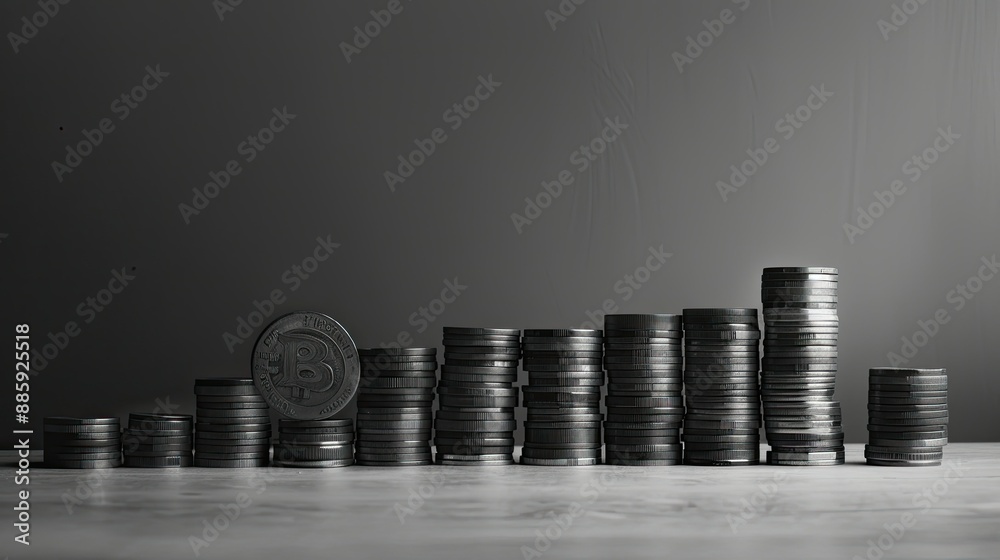 Coin Stack Cross Section Different sizes of coin stacks arranged in a histogram chart. Stock ...