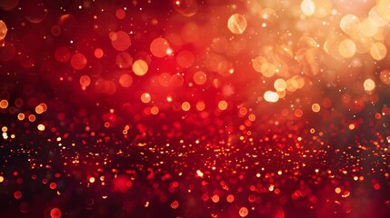 Sticker - Red Bokeh Background with Golden Particles