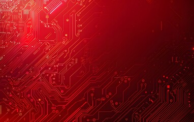 Wall Mural - Abstract Red Circuit Board Background