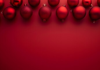 Sticker - Red Christmas Baubles Flat Lay Background