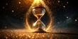 © kansak01 - Timeless hourglass stands alone on inky black background, radiant golden sand flowing mesmerizingly, sprinkled with tiny sparks, radiating an otherworldly ethereal glow.