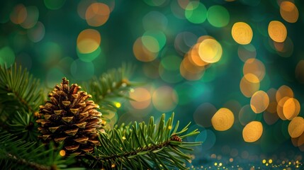 Poster - Pine Cone with Bokeh Lights