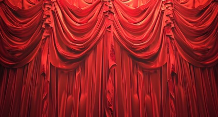 Wall Mural - Elegant Red Velvet Stage Curtains Background