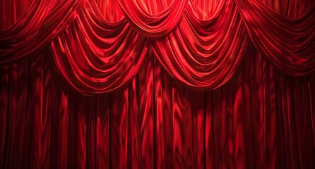 Wall Mural - Elegant Red Velvet Stage Curtain Background