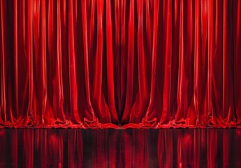 Poster - Red Velvet Curtain Theater Stage Background