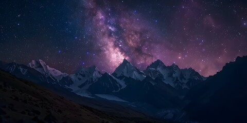 Wall Mural - Milky Way Over Snowy Himalayan Mountains