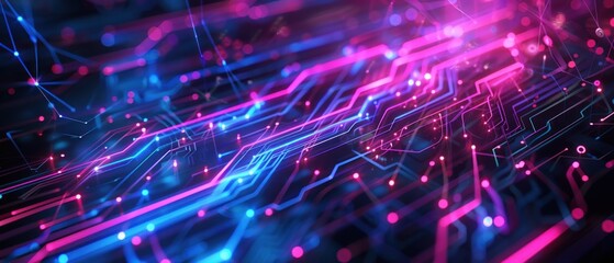 Poster - Digital grid circuit board futuristic technology background