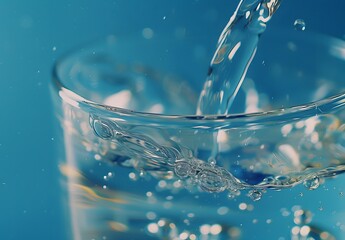 Poster - Close-Up of Water Pouring into Glass