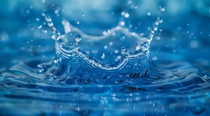 Wall Mural - Water Droplet Splash with Blue Background