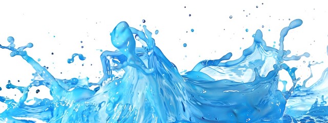 Poster - Blue Water Splash Isolated on White