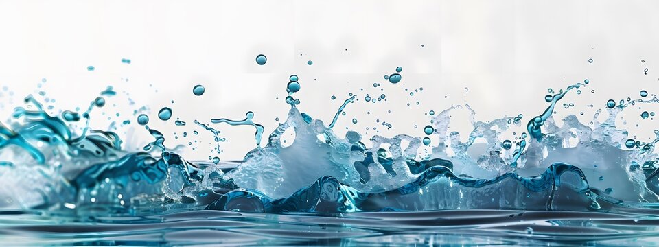 3D Rendering Blue Water Splash Isolated