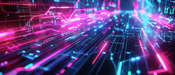Poster - Digital grid circuit board futuristic technology background