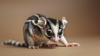 Wall Mural - Sugar glider on brown background